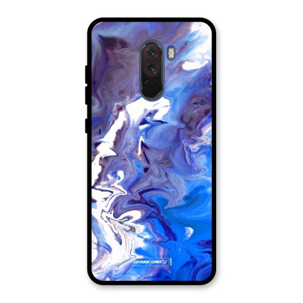 Cool Blue Marble Texture Glass Back Case for Poco F1