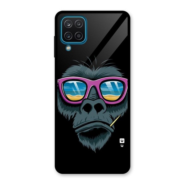 Cool Monkey Beach Sunglasses Glass Back Case for Galaxy A12