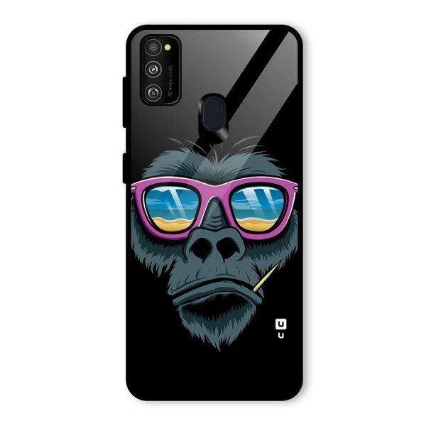 Cool Monkey Beach Sunglasses Glass Back Case for Galaxy M21