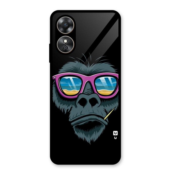 Cool Monkey Beach Sunglasses Glass Back Case for Oppo A17