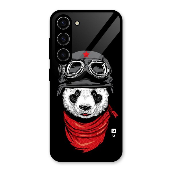 Cool Panda Soldier Art Glass Back Case for Galaxy S23