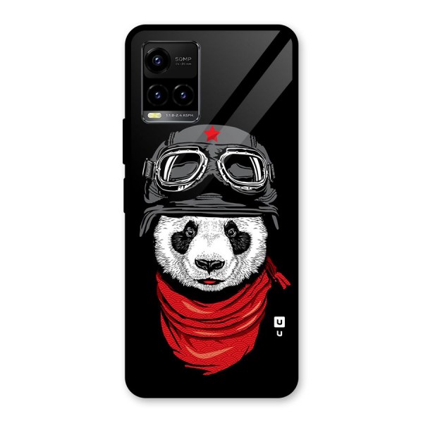 Cool Panda Soldier Art Glass Back Case for Vivo Y21A