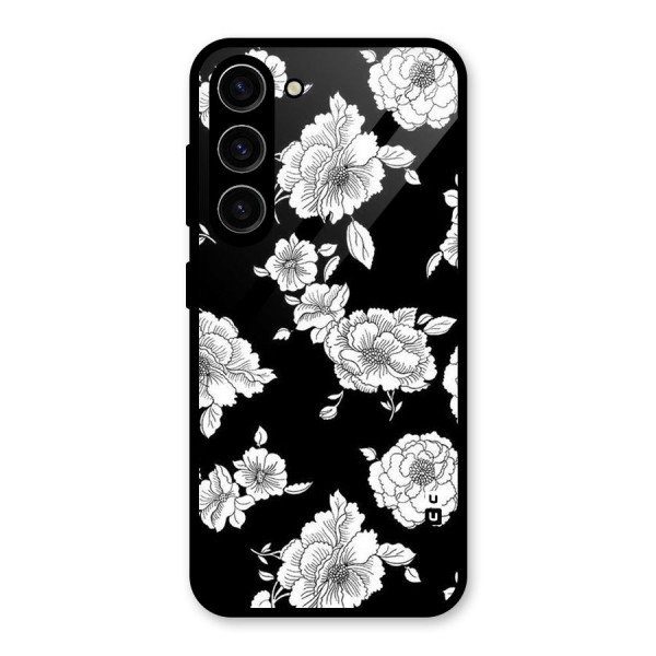 Cool Pattern Flowers Glass Back Case for Galaxy S23