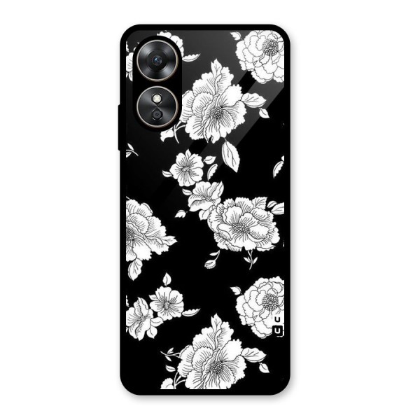 Cool Pattern Flowers Glass Back Case for Oppo A17