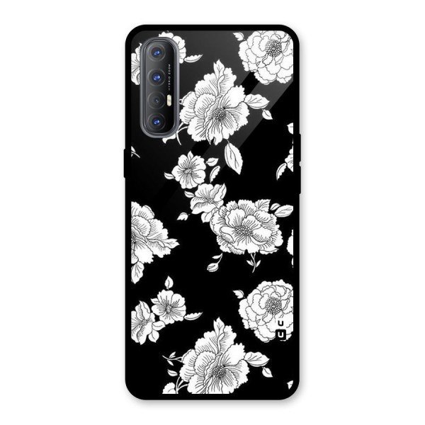 Cool Pattern Flowers Glass Back Case for Oppo Reno3 Pro