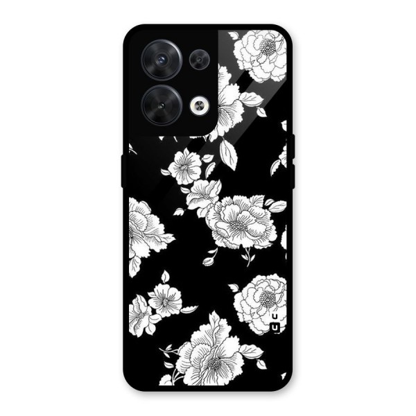 Cool Pattern Flowers Glass Back Case for Oppo Reno8 5G