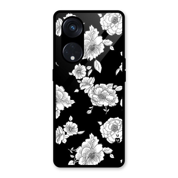 Cool Pattern Flowers Glass Back Case for Reno8 T 5G