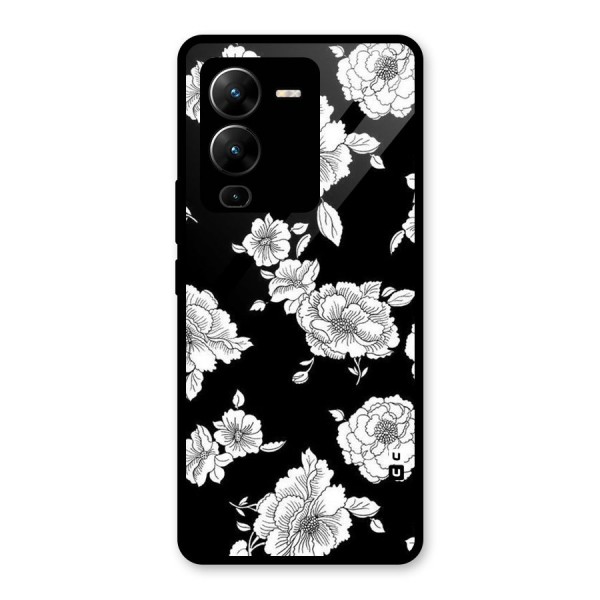 Cool Pattern Flowers Glass Back Case for Vivo V25 Pro