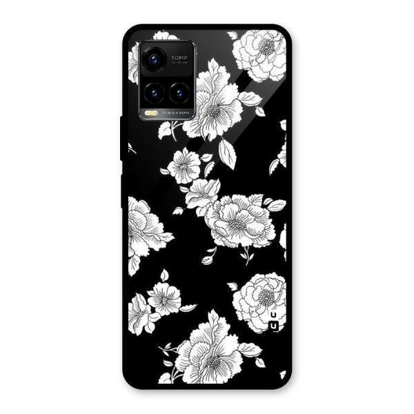 Cool Pattern Flowers Glass Back Case for Vivo Y21 2021