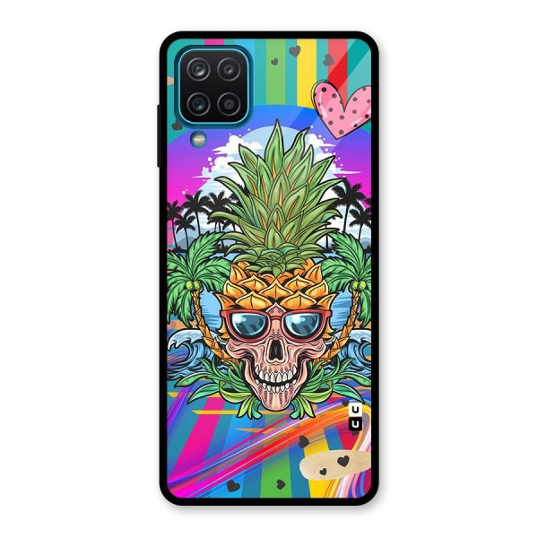 Cool Pineapple Skull Glass Back Case for Galaxy A12