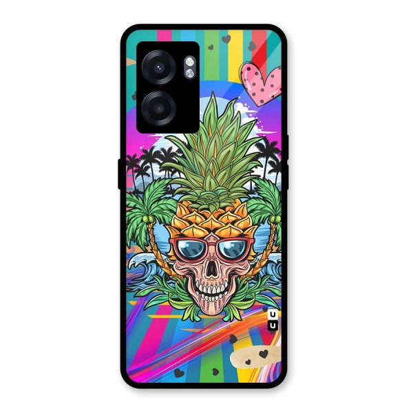 Cool Pineapple Skull Glass Back Case for Oppo K10 (5G)