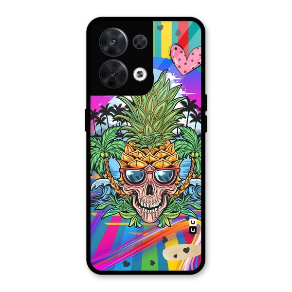 Cool Pineapple Skull Glass Back Case for Oppo Reno8 5G