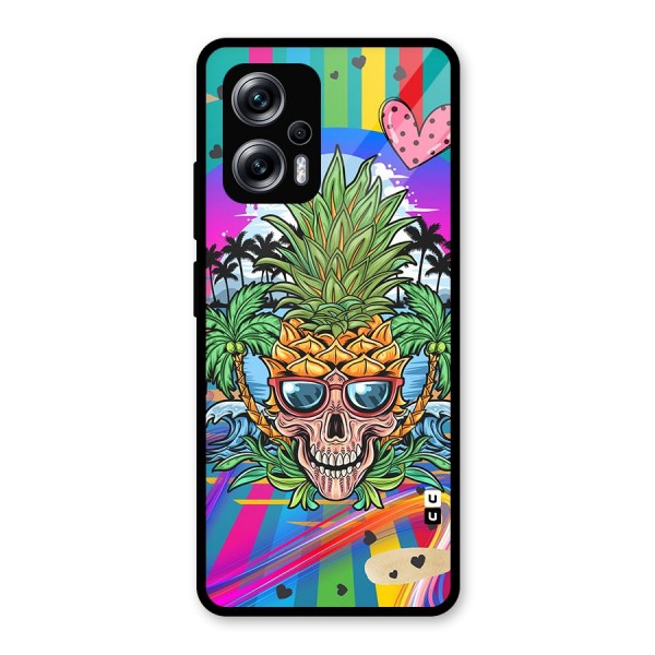 Cool Pineapple Skull Glass Back Case for Redmi K50i