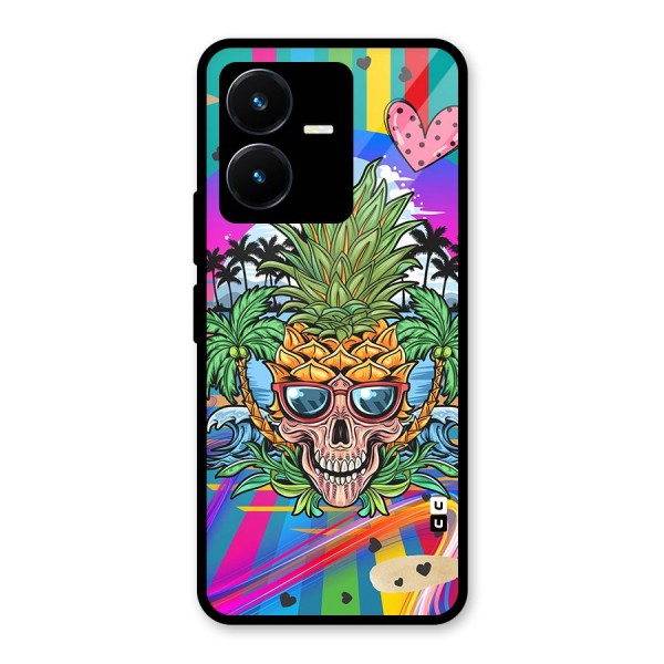 Cool Pineapple Skull Glass Back Case for Vivo Y22