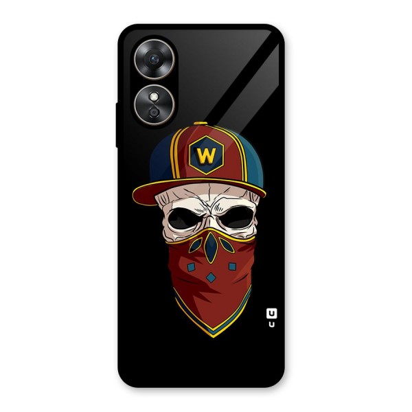 Cool Skull Mask Cap Glass Back Case for Oppo A17