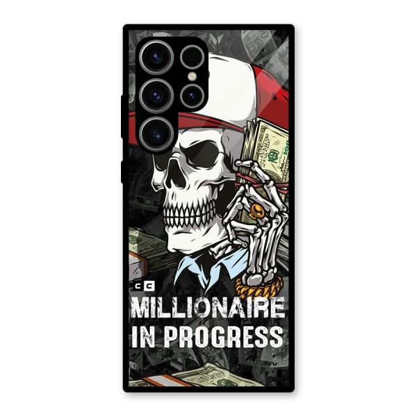 Cool Skull Millionaire In Progress Glass Back Case for Galaxy S23 Ultra