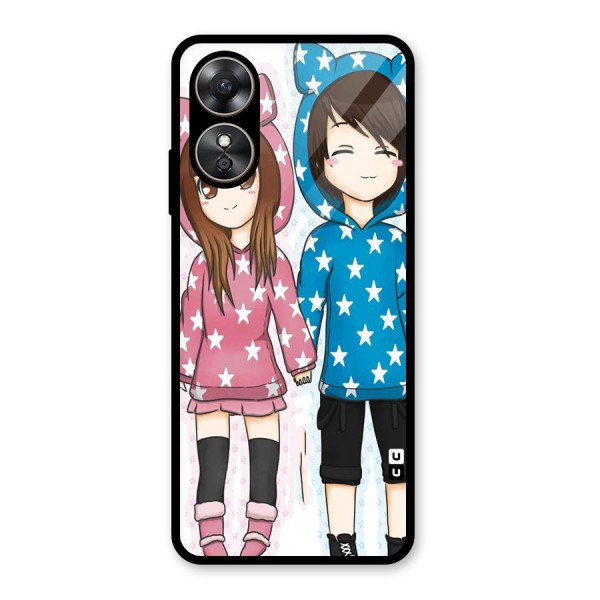 Couple In Stars Glass Back Case for Oppo A17