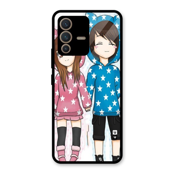 Couple In Stars Glass Back Case for Vivo V23 5G