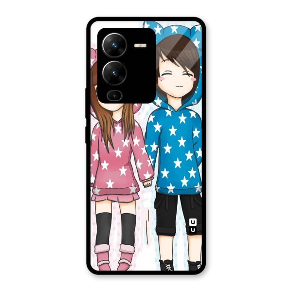 Couple In Stars Glass Back Case for Vivo V25 Pro