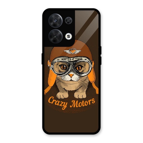 Crazy cat Glass Back Case for Oppo Reno8 5G