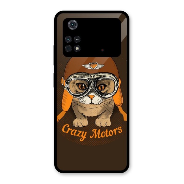 Crazy cat Glass Back Case for Poco M4 Pro 4G