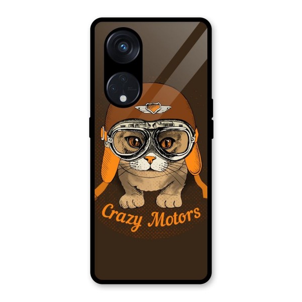 Crazy cat Glass Back Case for Reno8 T 5G