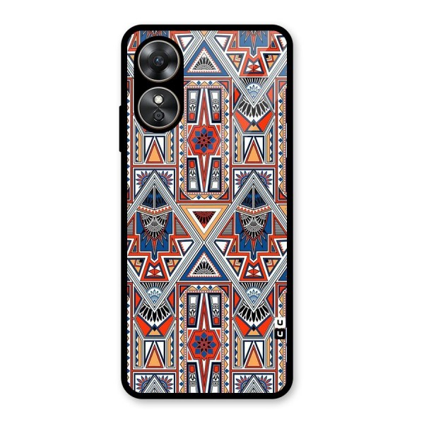 Creative Aztec Art Glass Back Case for Oppo A17