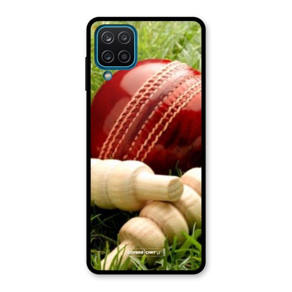 Cricket Ball and Stumps Glass Back Case for Galaxy A12