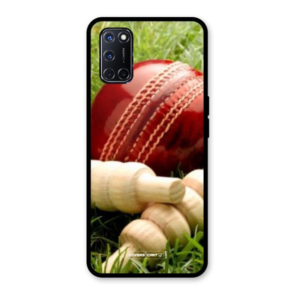 Cricket Ball and Stumps Glass Back Case for Oppo A52