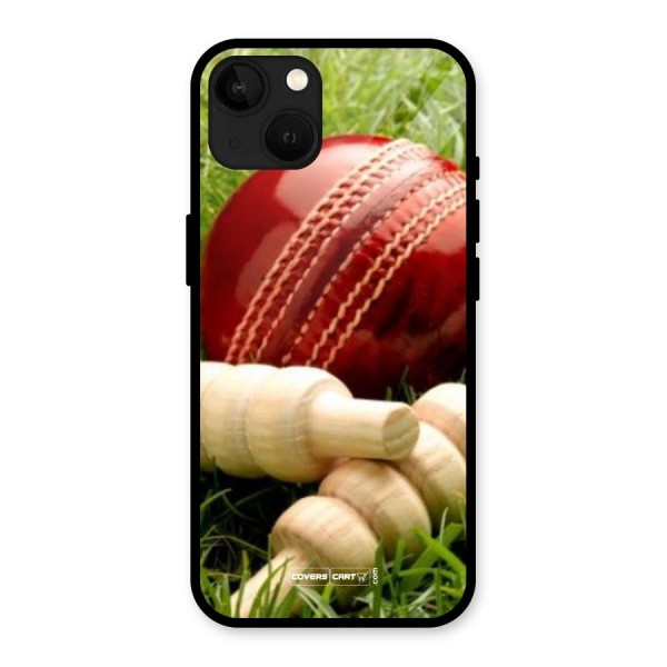 Cricket Ball and Stumps Glass Back Case for iPhone 13