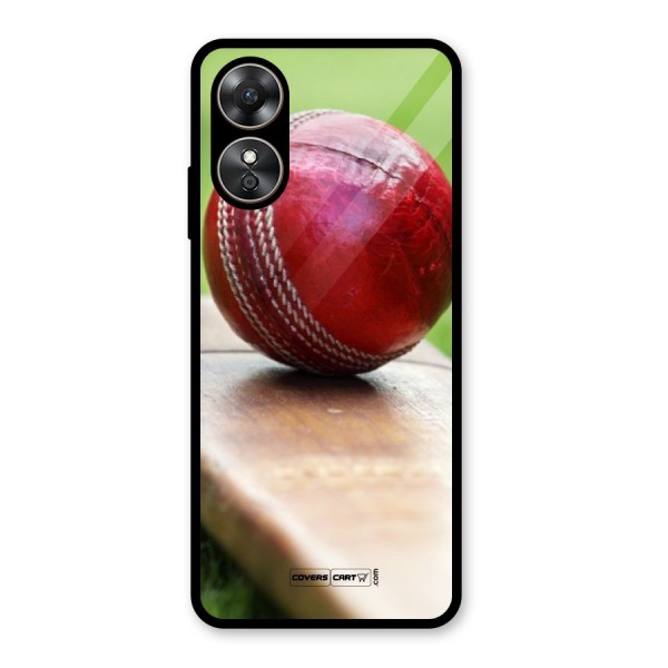 Cricket Bat Ball Glass Back Case for Oppo A17