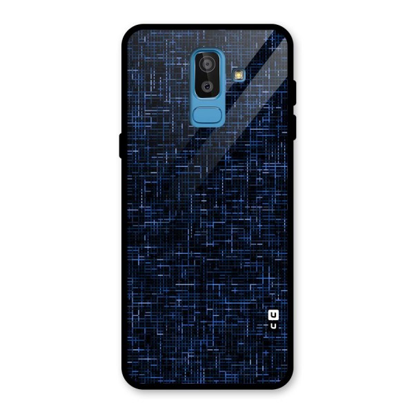 Criss Cross Blue Pattern Glass Back Case for Galaxy J8