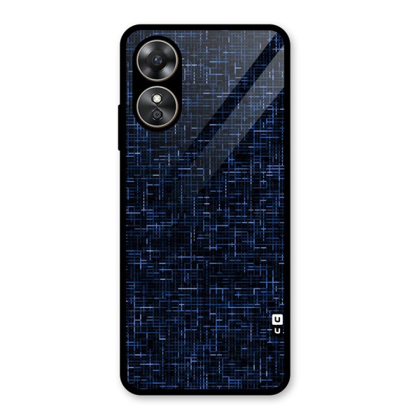 Criss Cross Blue Pattern Glass Back Case for Oppo A17