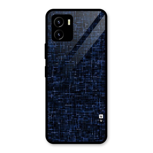 Criss Cross Blue Pattern Glass Back Case for Vivo Y15s