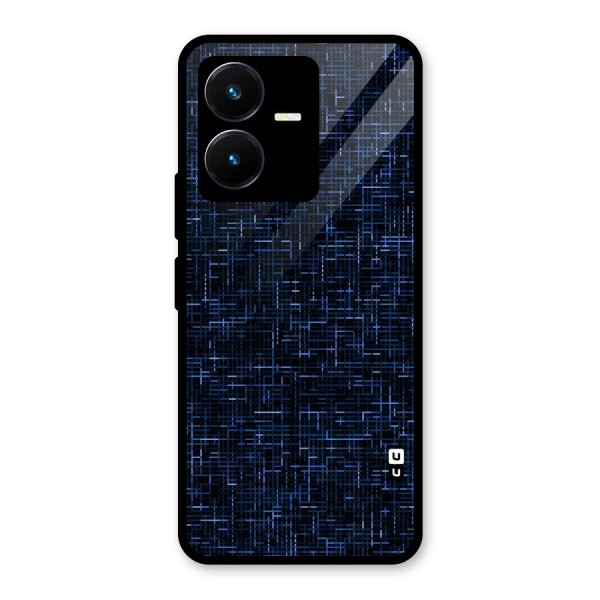 Criss Cross Blue Pattern Glass Back Case for Vivo Y22