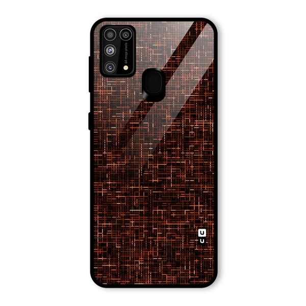 Criss Cross Brownred Pattern Glass Back Case for Galaxy M31