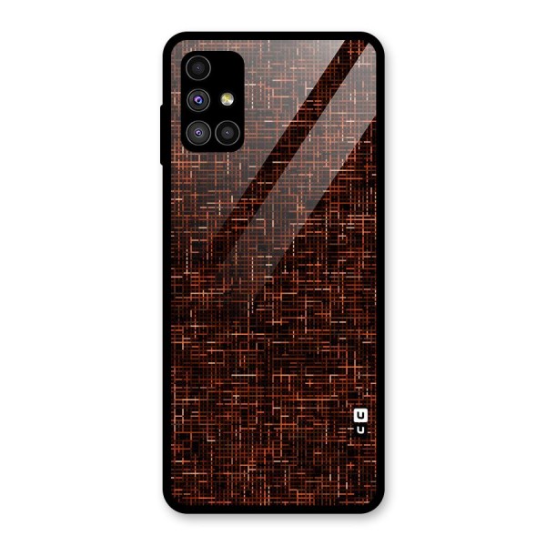 Criss Cross Brownred Pattern Glass Back Case for Galaxy M51