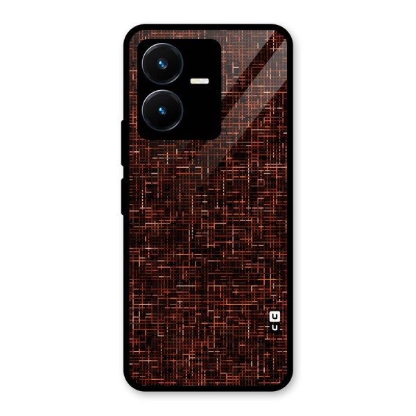 Criss Cross Brownred Pattern Glass Back Case for Vivo Y22