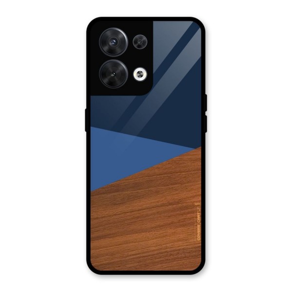 Crossed Lines Pattern Glass Back Case for Oppo Reno8 5G