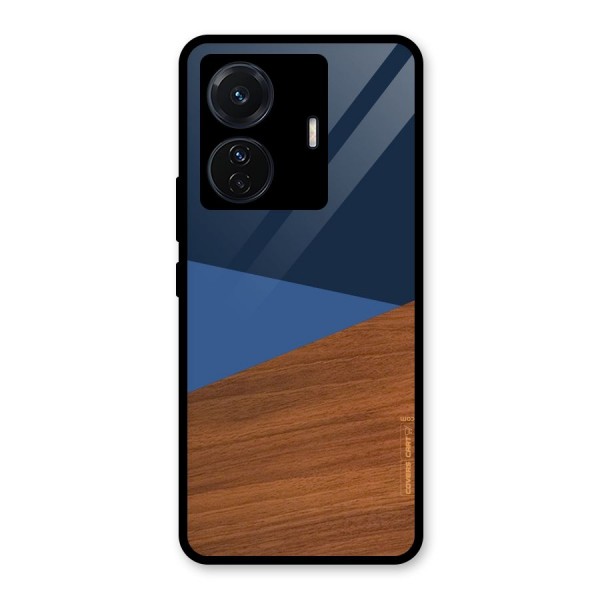 Crossed Lines Pattern Glass Back Case for Vivo T1 Pro