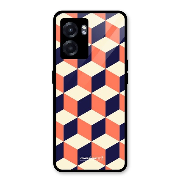 Cube Pattern Glass Back Case for Oppo K10 (5G)