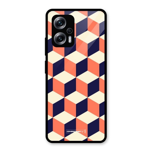 Cube Pattern Glass Back Case for Redmi K50i