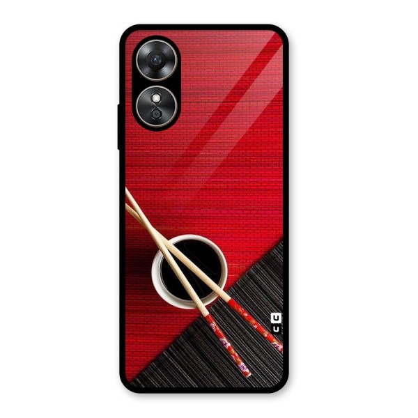 Cup Chopsticks Glass Back Case for Oppo A17