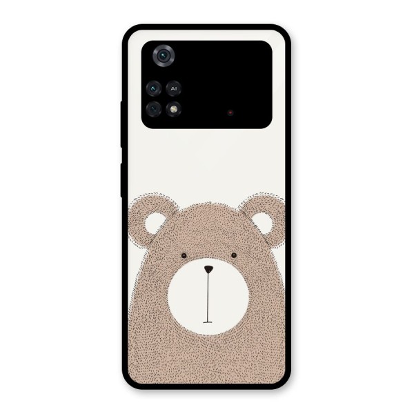 Cute Bear Glass Back Case for Poco M4 Pro 4G