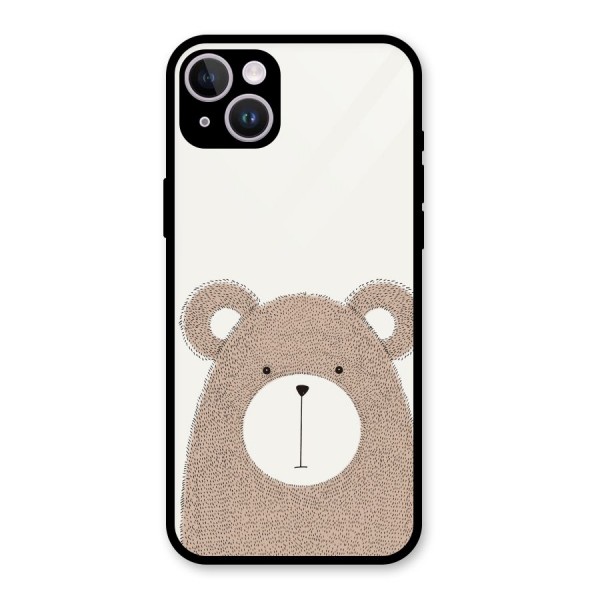 Cute Bear Glass Back Case for iPhone 14 Plus