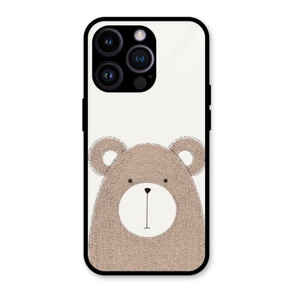Cute Bear Glass Back Case for iPhone 14 Pro
