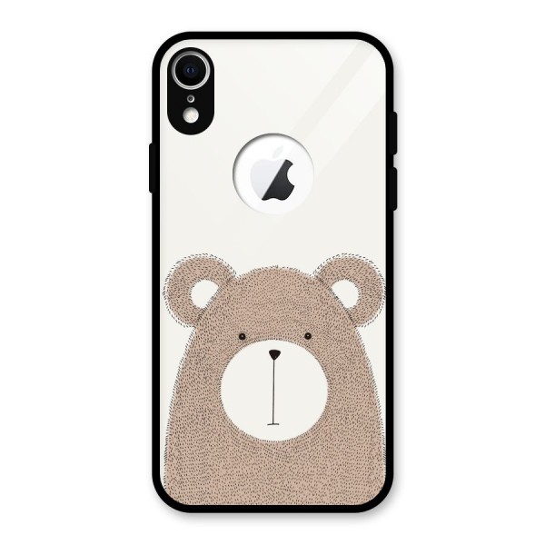 Cute Bear Glass Back Case for iPhone XR Logo Cut