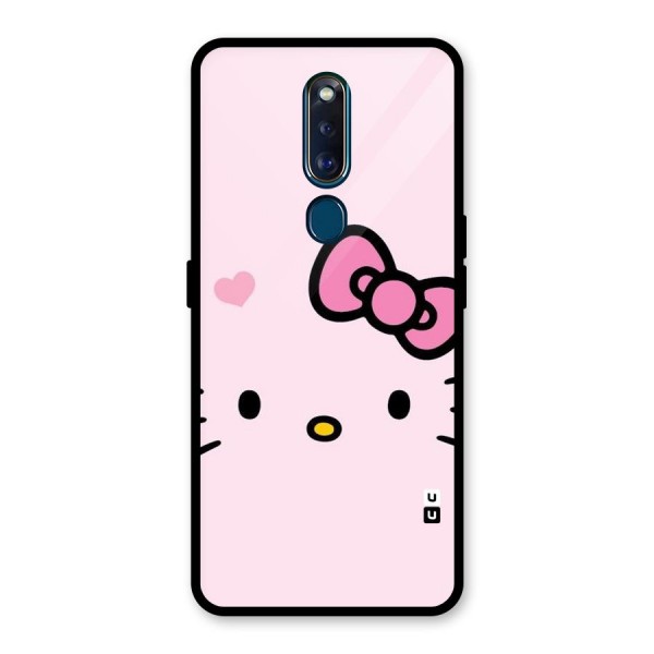 Cute Bow Face Glass Back Case for Oppo F11 Pro