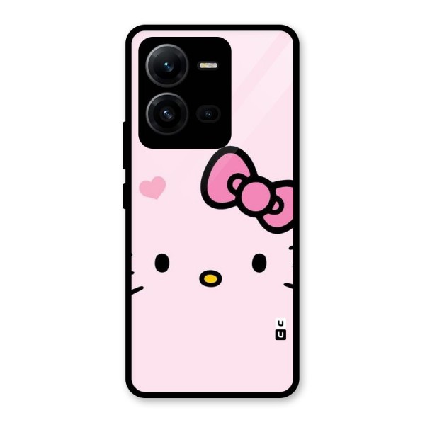 Cute Bow Face Glass Back Case for Vivo V25