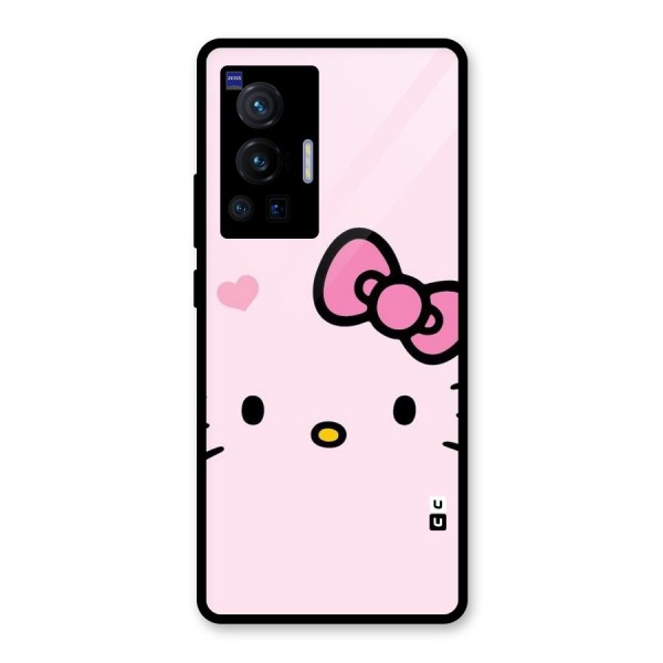 Cute Bow Face Glass Back Case for Vivo X70 Pro